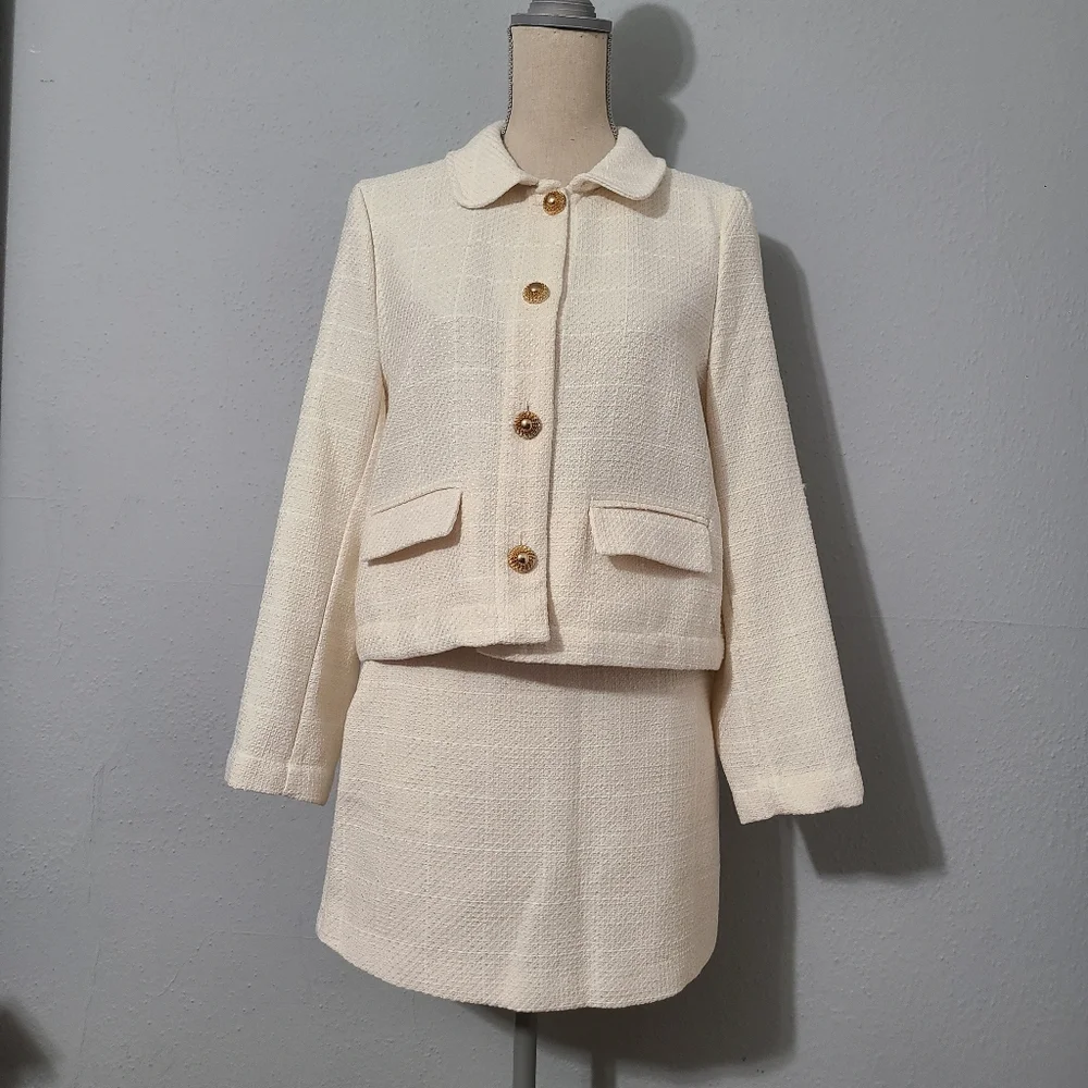 Zara 2‎ Piece Matching Set Textured Jacket and Skort NWT Size Med